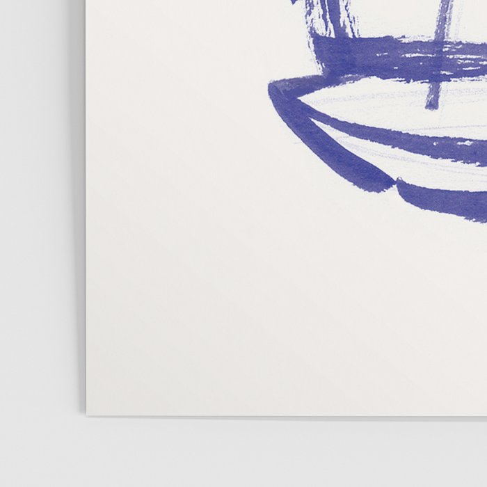 Sailboat Drawing - Blue White Poster Gallery Image 3