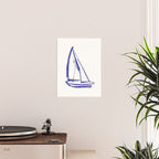 Sailboat Drawing - Blue White Poster Gallery Image 2