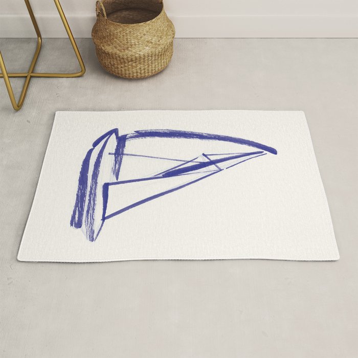 Sailboat Drawing - Blue White Rug Gallery Image 1