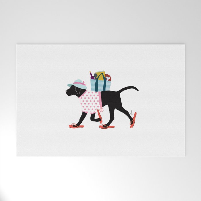 Black Dog labrador beach art Welcome Mat Gallery Image 1