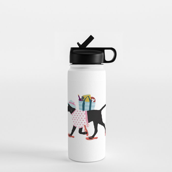 Black Dog labrador beach art Water Bottle Gallery Image 1