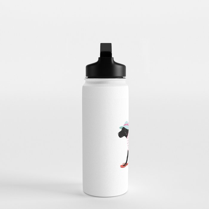 Black Dog labrador beach art Water Bottle Gallery Image 3