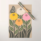 Bloom Wildly - Colorful Zinnia Flowers and Butterfly Wrapping Paper Gallery Image 1