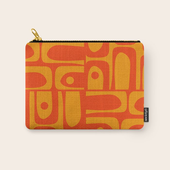 Mid Century Modern Piquet Abstract Orange Yellow Retro Contemporary Pattern Carry All Pouch Gallery Image 1