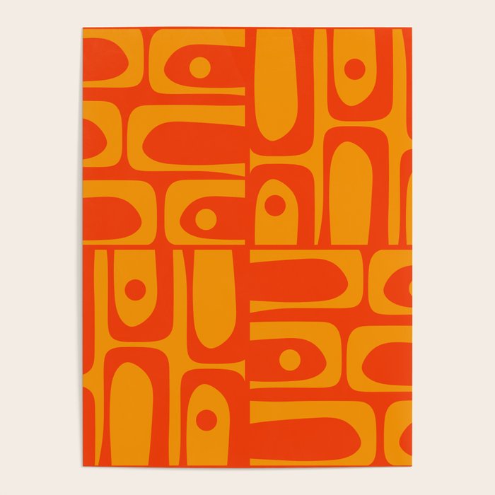 Mid Century Modern Piquet Abstract Orange Yellow Retro Contemporary Pattern Poster Gallery Image 4