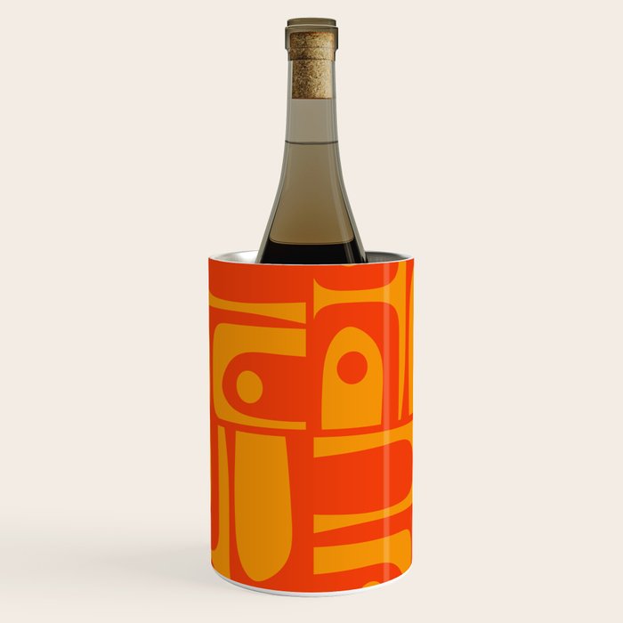 Mid Century Modern Piquet Abstract Orange Yellow Retro Contemporary Pattern Wine Chiller Gallery Image 1