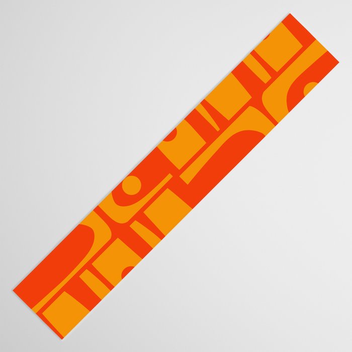 Mid Century Modern Piquet Abstract Orange Yellow Retro Contemporary Pattern Table Runner Gallery Image 3