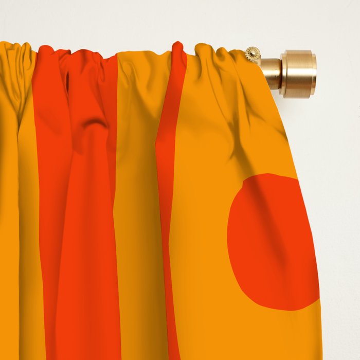 Mid Century Modern Piquet Abstract Orange Yellow Retro Contemporary Pattern Window Curtain Gallery Image 2