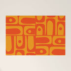 Mid Century Modern Piquet Abstract Orange Yellow Retro Contemporary Pattern Welcome Mat Gallery Image 1