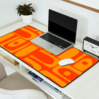 Mid Century Modern Piquet Abstract Orange Yellow Retro Contemporary Pattern Desk Mat Gallery Image 2