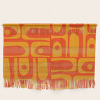 Mid Century Modern Piquet Abstract Orange Yellow Retro Contemporary Pattern Wall Hanging Gallery Image 1