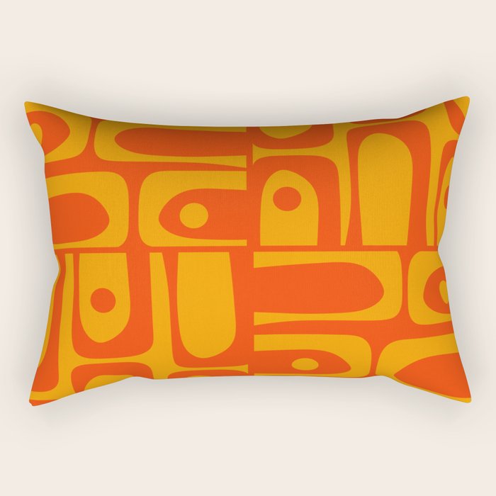 Mid Century Modern Piquet Abstract Orange Yellow Retro Contemporary Pattern Rectangular Pillow Gallery Image 2
