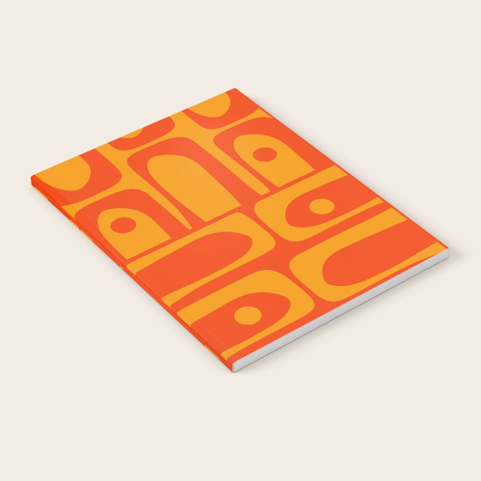 Mid Century Modern Piquet Abstract Orange Yellow Retro Contemporary Pattern Notebook Gallery Image 1
