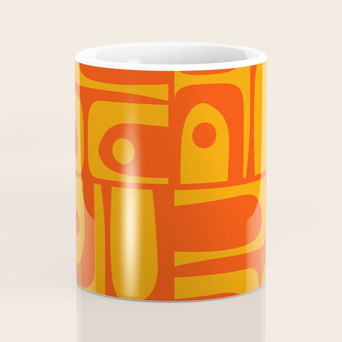 Mid Century Modern Piquet Abstract Orange Yellow Retro Contemporary Pattern Coffee Mug Gallery Image 4