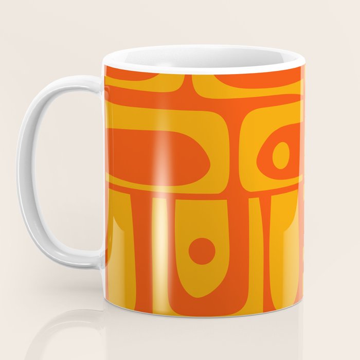 Mid Century Modern Piquet Abstract Orange Yellow Retro Contemporary Pattern Coffee Mug Gallery Image 3
