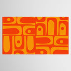 Mid Century Modern Piquet Abstract Orange Yellow Retro Contemporary Pattern Tablecloth Gallery Image 2