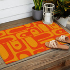 Mid Century Modern Piquet Abstract Orange Yellow Retro Contemporary Pattern Outdoor Rug Gallery Image 2