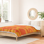 Mid Century Modern Piquet Abstract Orange Yellow Retro Contemporary Pattern Duvet Cover Gallery Image 2