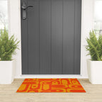 Mid Century Modern Piquet Abstract Orange Yellow Retro Contemporary Pattern Welcome Mat Gallery Image 3