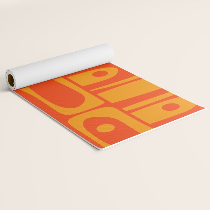 Mid Century Modern Piquet Abstract Orange Yellow Retro Contemporary Pattern Yoga Mat Gallery Image 2