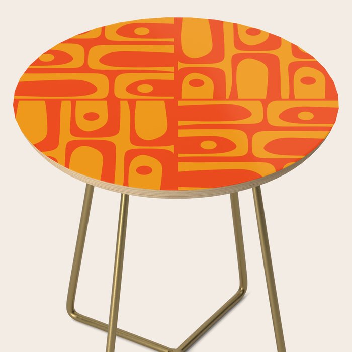 Mid Century Modern Piquet Abstract Orange Yellow Retro Contemporary Pattern Side Table Gallery Image 2