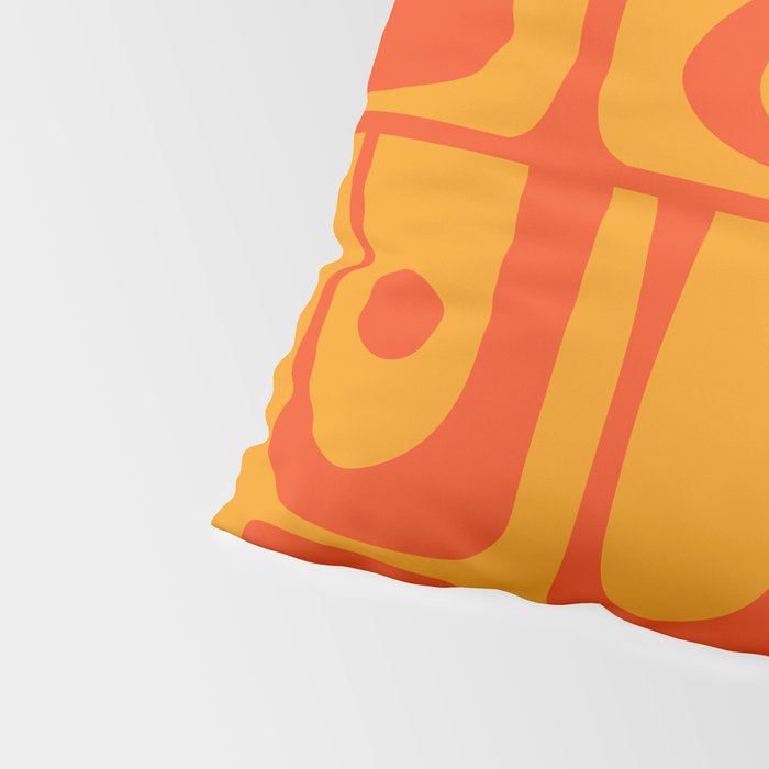 Mid Century Modern Piquet Abstract Orange Yellow Retro Contemporary Pattern Pillow Sham Gallery Image 4