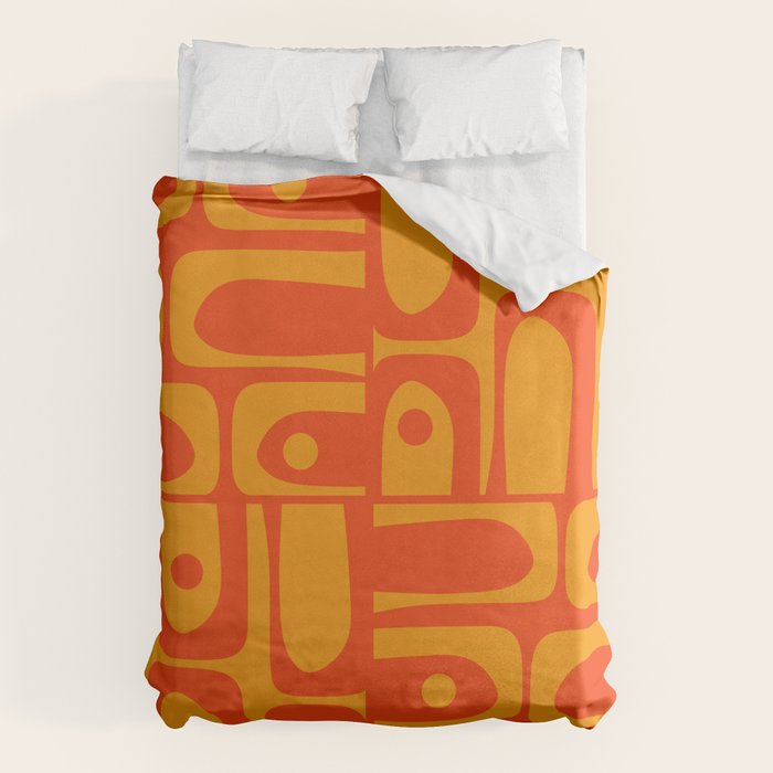 Mid Century Modern Piquet Abstract Orange Yellow Retro Contemporary Pattern Duvet Cover Gallery Image 6