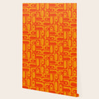 Mid Century Modern Piquet Abstract Orange Yellow Retro Contemporary Pattern Wallpaper Gallery Image 2