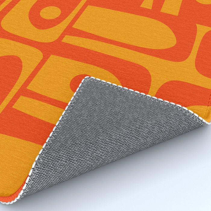 Mid Century Modern Piquet Abstract Orange Yellow Retro Contemporary Pattern Rug Gallery Image 4