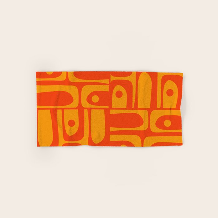Mid Century Modern Piquet Abstract Orange Yellow Retro Contemporary Pattern Bath Towel Gallery Image 1