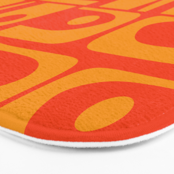 Mid Century Modern Piquet Abstract Orange Yellow Retro Contemporary Pattern Bath Mat Gallery Image 3