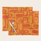Mid Century Modern Piquet Abstract Orange Yellow Retro Contemporary Pattern Placemat Gallery Image 1