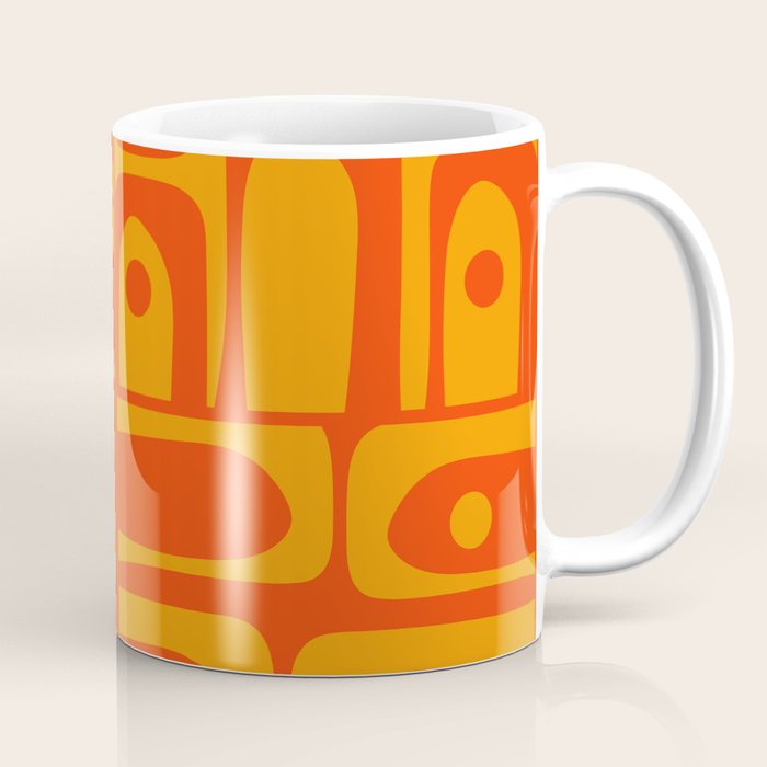 Mid Century Modern Piquet Abstract Orange Yellow Retro Contemporary Pattern Coffee Mug Gallery Image 1