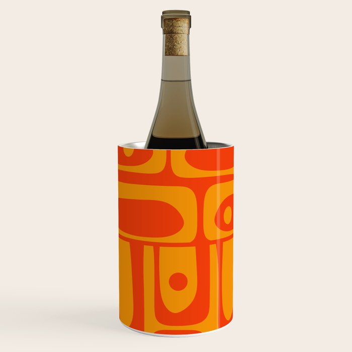 Mid Century Modern Piquet Abstract Orange Yellow Retro Contemporary Pattern Wine Chiller Gallery Image 2