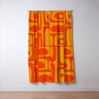 Mid Century Modern Piquet Abstract Orange Yellow Retro Contemporary Pattern Window Curtain Gallery Image 3