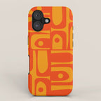 Mid Century Modern Piquet Abstract Orange Yellow Retro Contemporary Pattern iPhone Case Gallery Image 1