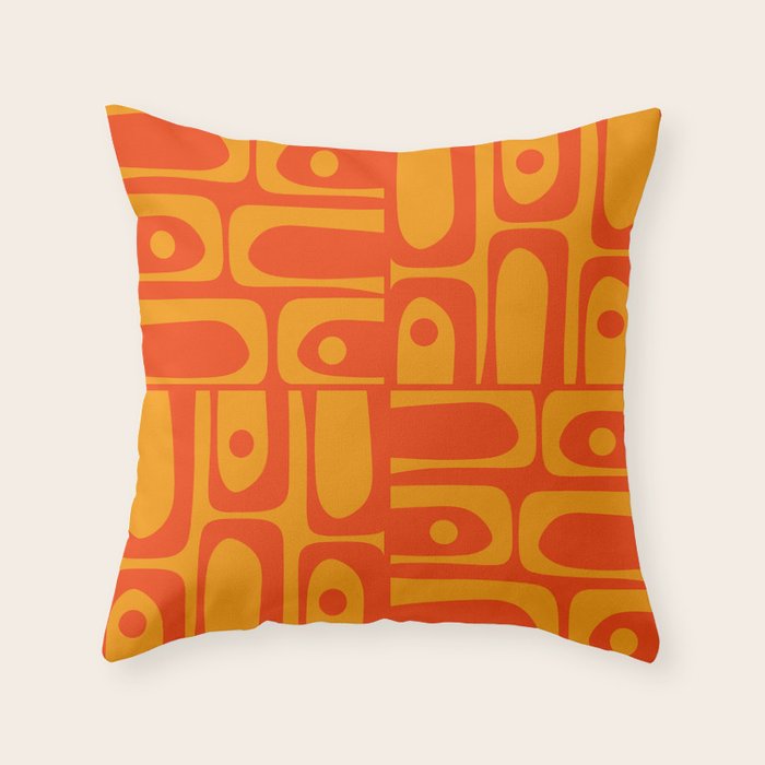 Mid Century Modern Piquet Abstract Orange Yellow Retro Contemporary Pattern Throw Pillow Gallery Image 6