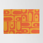 Mid Century Modern Piquet Abstract Orange Yellow Retro Contemporary Pattern Rug Gallery Image 2