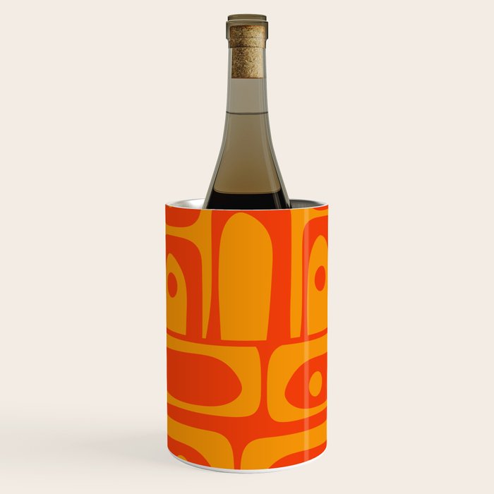 Mid Century Modern Piquet Abstract Orange Yellow Retro Contemporary Pattern Wine Chiller Gallery Image 3