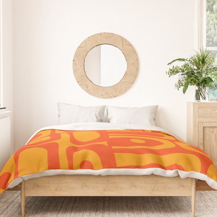 Mid Century Modern Piquet Abstract Orange Yellow Retro Contemporary Pattern Duvet Cover Gallery Image 3