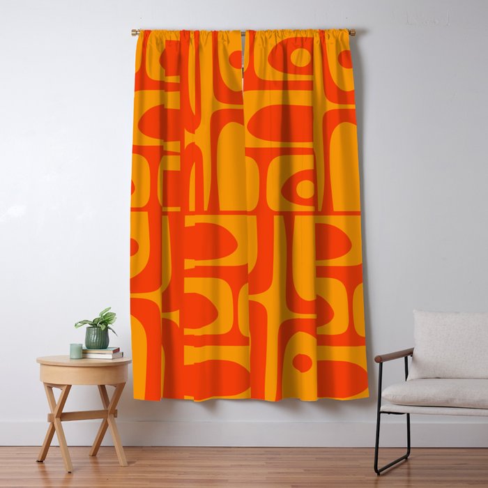 Mid Century Modern Piquet Abstract Orange Yellow Retro Contemporary Pattern Window Curtain Gallery Image 5