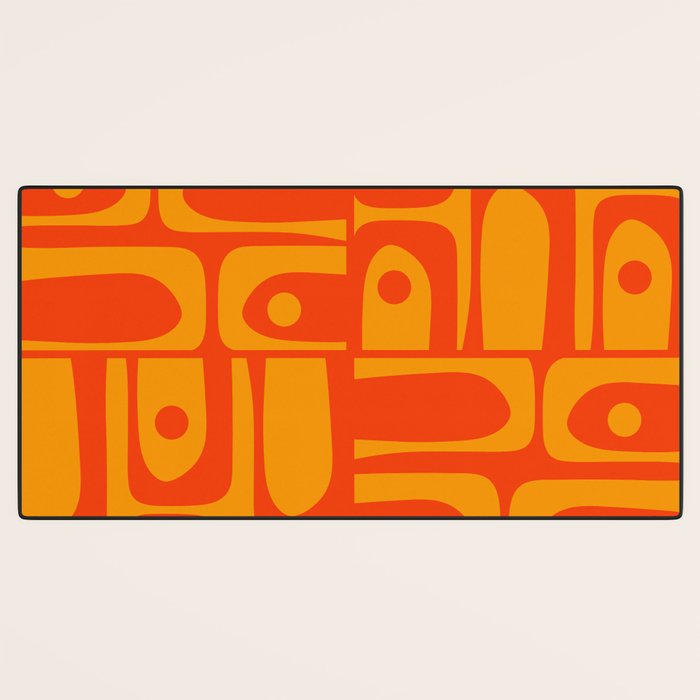 Mid Century Modern Piquet Abstract Orange Yellow Retro Contemporary Pattern Desk Mat Gallery Image 3