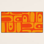 Mid Century Modern Piquet Abstract Orange Yellow Retro Contemporary Pattern Desk Mat Gallery Image 3