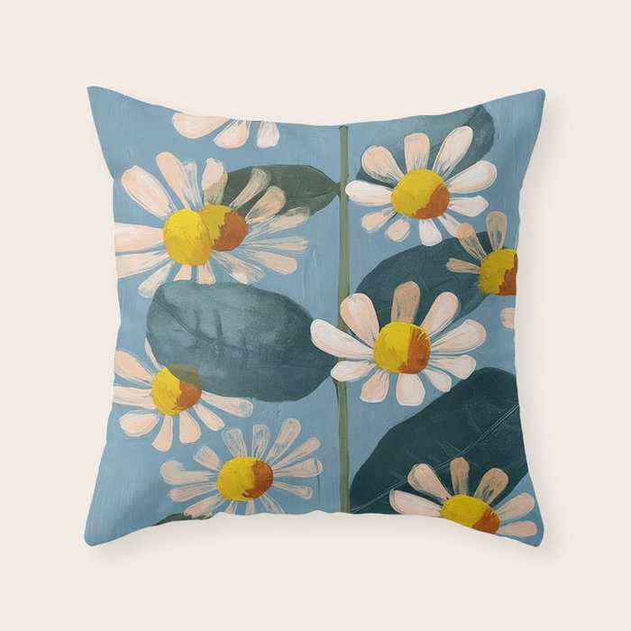 Daisy Flower Painting Throw Pillow Gallery Image 1