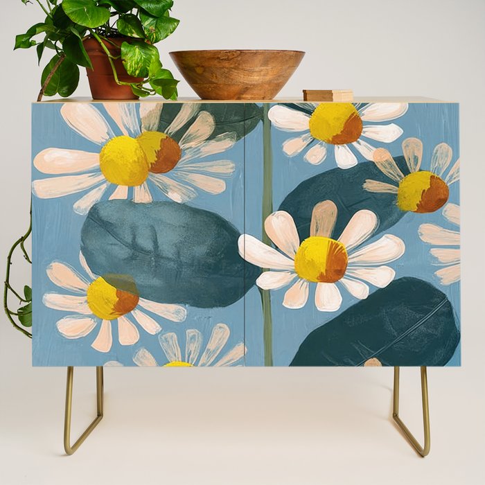 Daisy Flower Painting Credenza Gallery Image 1