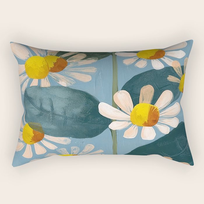 Daisy Flower Painting Rectangular Pillow Gallery Image 2