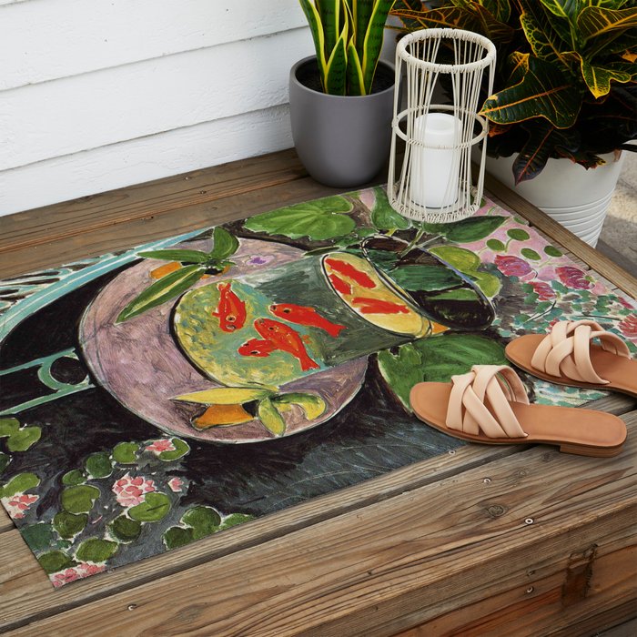 Henri Matisse Goldfish 1911, Goldfishes Artwork, Men, Women, Youth Outdoor Rug Gallery Image 2