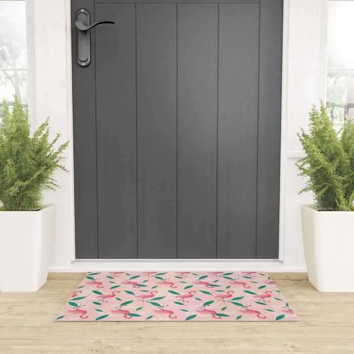 Pink flamingo tropical pattern Welcome Mat Gallery Image 3