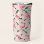 Pink flamingo tropical pattern Travel Mug Gallery Image 2