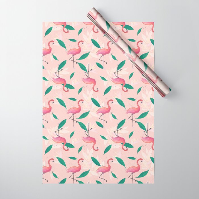 Pink flamingo tropical pattern Wrapping Paper Gallery Image 1